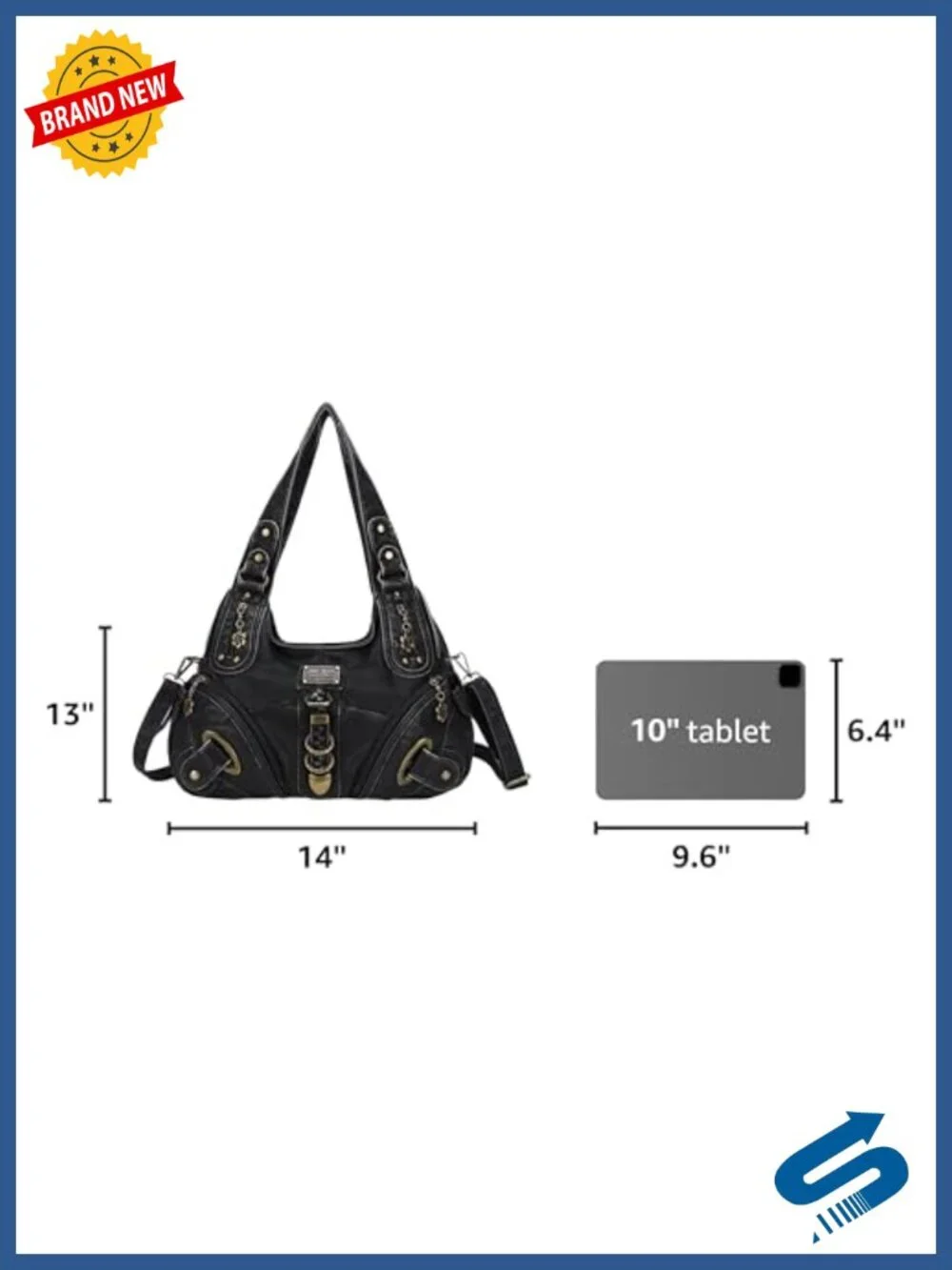 Washed PU Leather Hobo Satchel Handbag with Adjustable Straps